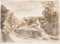 View Along A Road Flanked With Trees, Leading To A Village - Flemish School