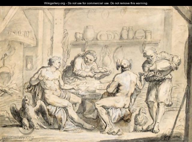 Jupiter And Mercury In The House Of Philemon And Baucis - (after) Claes Cornelisz Moeyaert