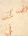 A Sheet Of Studies Of Two Left Hands And A Right Foot - Pompeo Gerolamo Batoni
