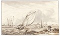 River Scene With Small Vessels In A Stiff Breeze - Pieter Jansz. Coopse