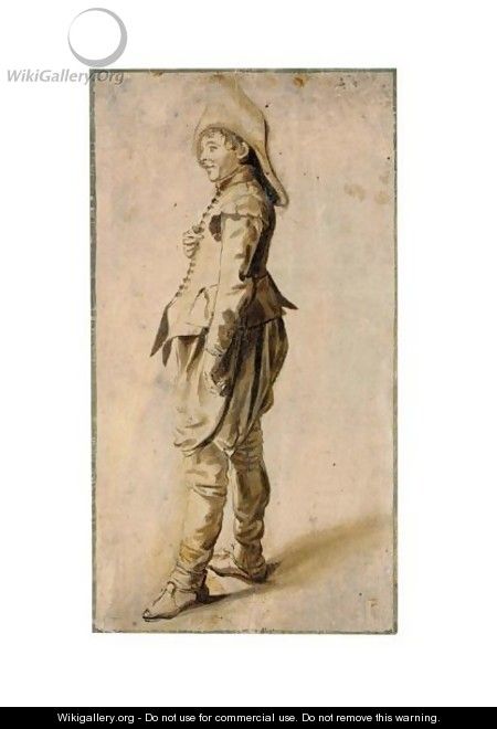 Study Of A Standing Youth In A Hat - Dirck Hals