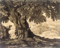 An Oak Tree With Cottages Beyond - Alexander Cozens