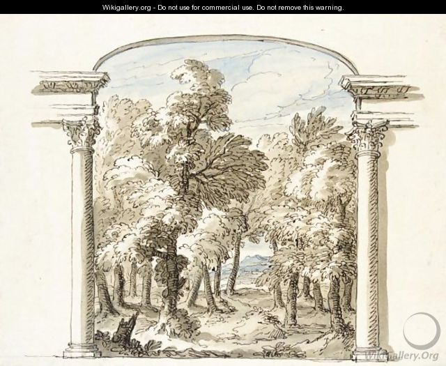 A Classical Landscape Seen Through An Arch - Sir James Thornhill