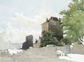 A House And Other Buildings Within A Walled Garden - Henri-Joseph Harpignies