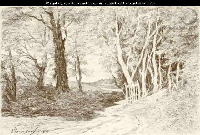 A Track In A Wooded Landscape - Henri-Joseph Harpignies