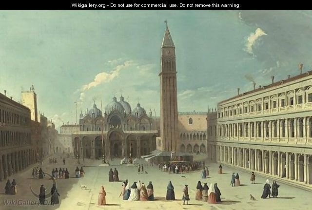 View Of The Piazza San Marco Looking Eastwards Towards The Basilica And The Campanile, Venice - (after) Apollonio Domenichini