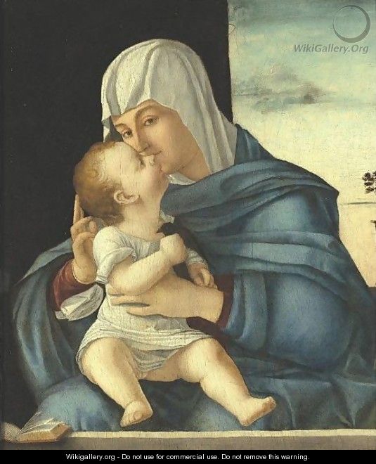 Madonna And Child At A Parapet, A Landscape Beyond - Vittore Carpaccio