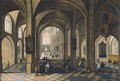 The Interior Of A Gothic Cathedral With Figures - Pieter the Elder Neefs