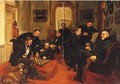 French Intellectuals Seated In A Salon - French School