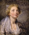 Head Of A Young Girl Looking Upwards - Jean Baptiste Greuze