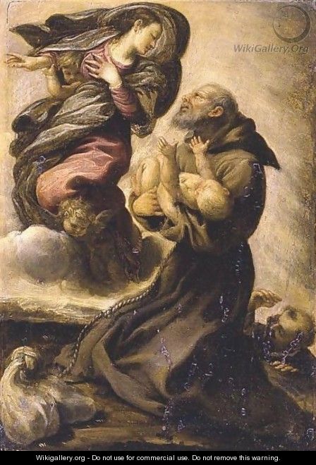 Saint Francis Holding The Infant Christ In The Presence Of The Virgin - (after) Pietro Faccini