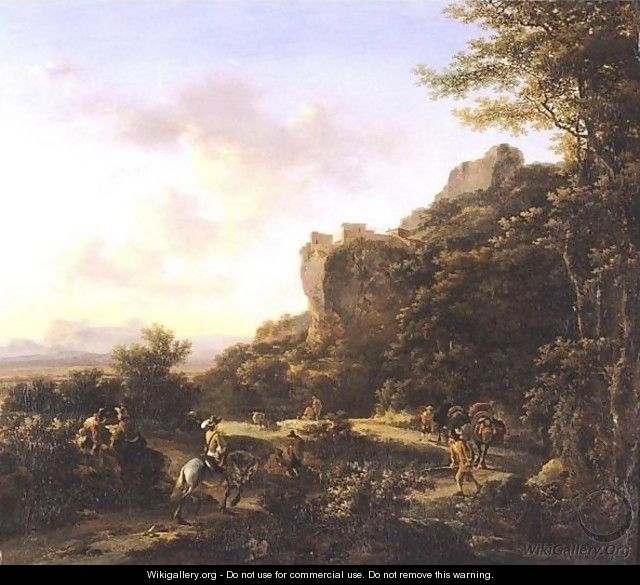 Mountainous Landscape With Travellers Along A Road - Jan Both