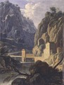 A Rocky Landscape With A Bridge And Buildings By A River - (after) Jan Frans Van Orizzonte (see Bloemen)