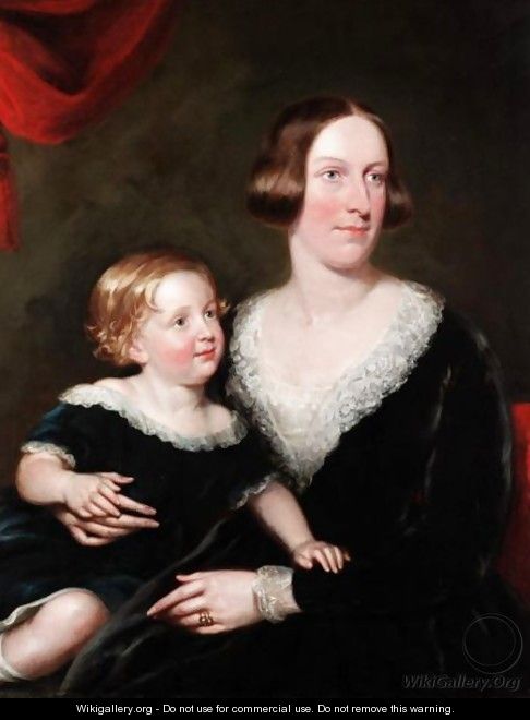 Portrait Of A Lady And Her Son - English School