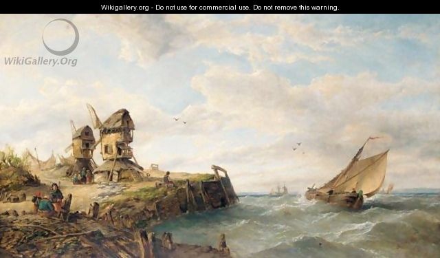 A Dutch Barge Off The Coast - John James Wilson