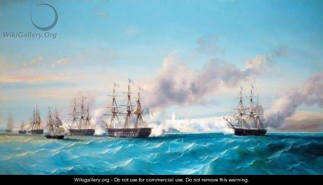 The French Naval Bombardment Of Mogador, Morocco, 15th August 1844 - Francois-Marguerite-Cheri Dubreuil