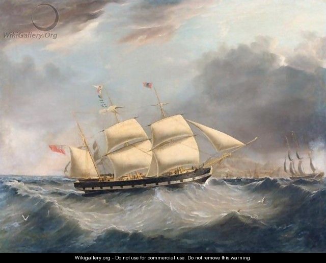 A British Barque, Probably The Earl Of Stanhope, In Two Positions In A Heavy Swell Off Table Mountain, South Africa - Joseph Heard