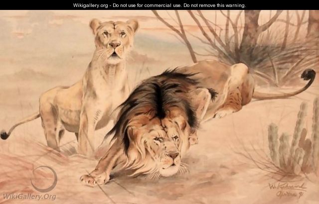 Lions On The Hunt - Wilhelm Kuhnert