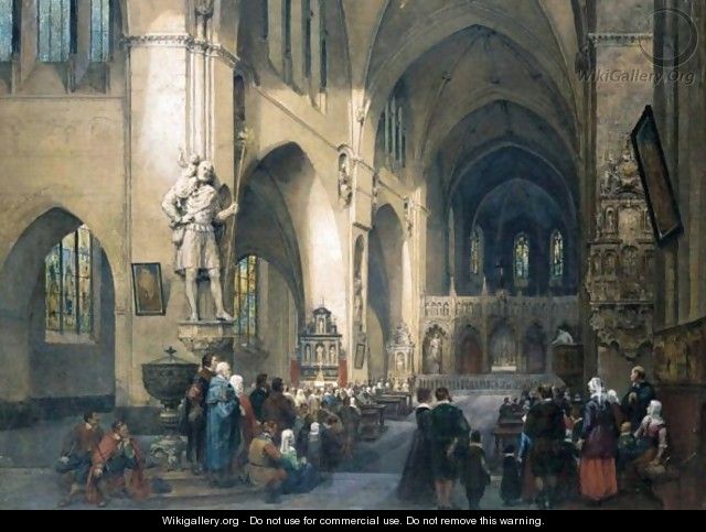 Figures In A Cathedral - Louis Haghe