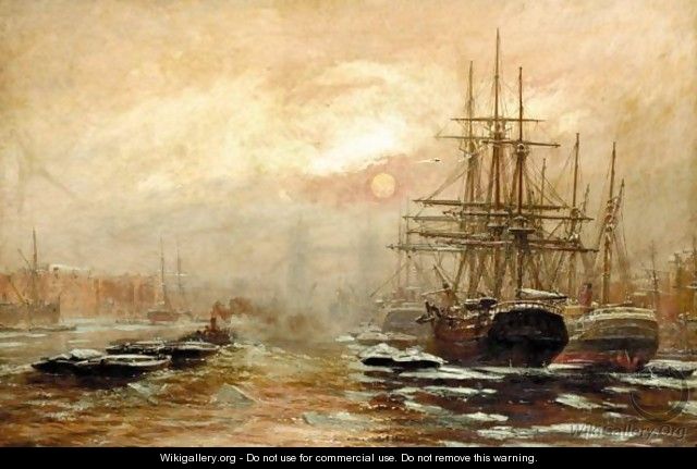 Shipping On The Thames Near Tower Bridge - Claude T. Stanfield Moore