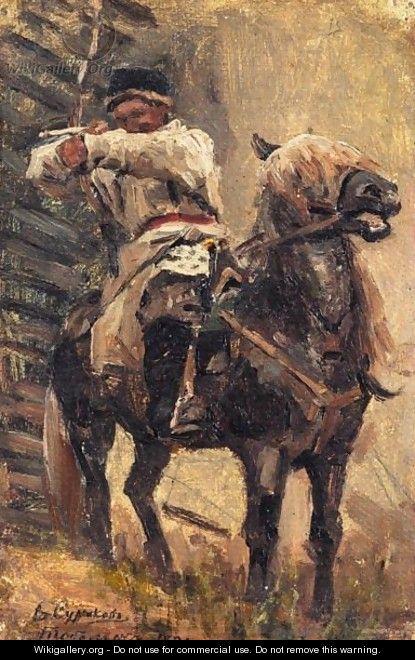 Study Of A Mounted Archer - Vasilij Ivanovic Surikov