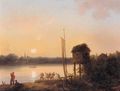 Evening Riverscape With Fishermen - Ivan Alekseevich Ivanov