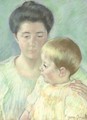 Mother Looking Down At Her Blond Baby Boy - Mary Cassatt