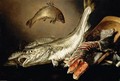 A Still Life Of Fish On A Stone Slab - Petrus Staverenus