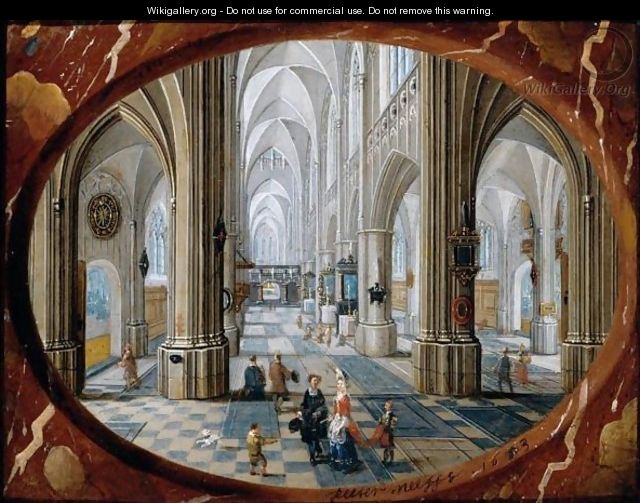 The Interior Of A Gothic Church, Looking East - Pieter the Younger Neefs
