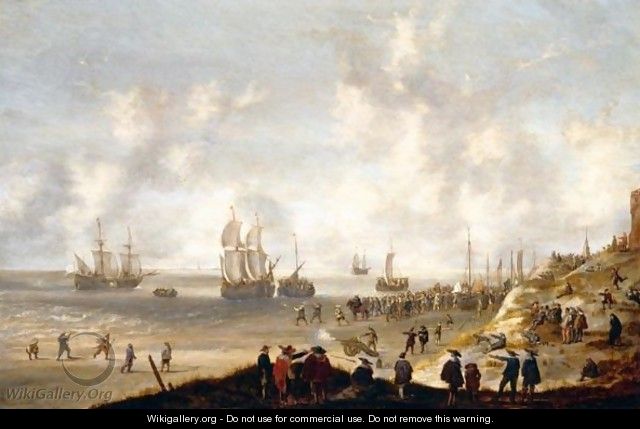Dutch Soldiers On The Beach At Scheveningen Firing At Spanish Ships - Willem van Diest