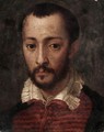 Portrait Of Francesco I De'Medici (1541-1587), Head And Shoulders, Wearing A Black And Red Jacket With A White Collar - (after) Mirabello Cavalori (Salincorno)