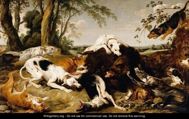 Hounds Bringing Down A Boar - Frans Snijders