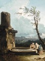 Landscape With Women Doing Their Laundry In A Fountain - (after) Hubert Robert