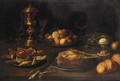 Still Life With Shells, Fruit, Olives, And A Roast Bird On Pewter Plates, Together With Glasses, A Bronze-Covered Cup, A Salt-Seller And Buns On A Wooden Table - (after) Osias, The Elder Beert