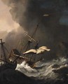 Two English Ships In Distress Being Driven On To The Rocks - (after) Willem Van De, The Younger Velde