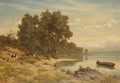 Cattle On Lakeside Path - Robert Zund