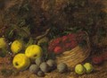 Still Life Of Apples, Plums And Strawberries In A Basket - George Clare