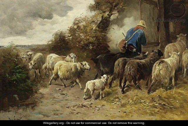 A Herdsman With His Flock Returning Home - Henry Schouten