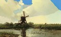 A Windmill And Anglers In A Polder Landscape - Hendrik-Dirk Kruseman van Elten