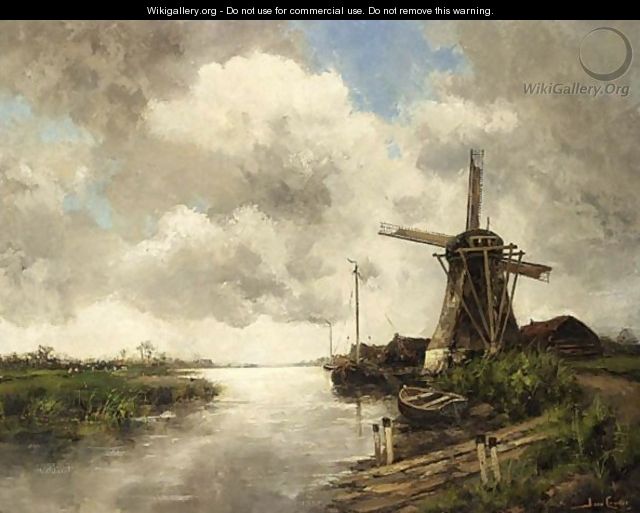 A Windmill In A Polder Landscape 2 - Hermanus Jr. Koekkoek