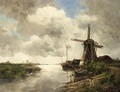 A Windmill In A Polder Landscape 2 - Hermanus Jr. Koekkoek