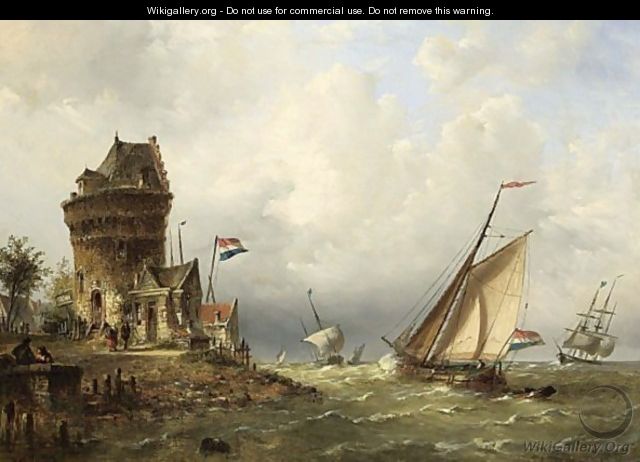 Dutch Sailing Vessels Near The Coast - Nicolaas Martinus Wijdoogen