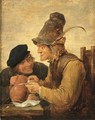 Two Peasants Drinking At A Table - (after) David The Younger Teniers