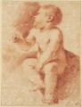 Study For The Christ Child, Seated And Looking To The Left - Giovanni Francesco Guercino (BARBIERI)