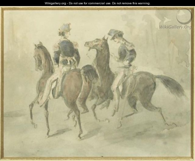 Militaires A Cheval constantin-Ernest-Adolphe-Hyacinthe Guys, Soldiers On Horseback - Constantin Guys