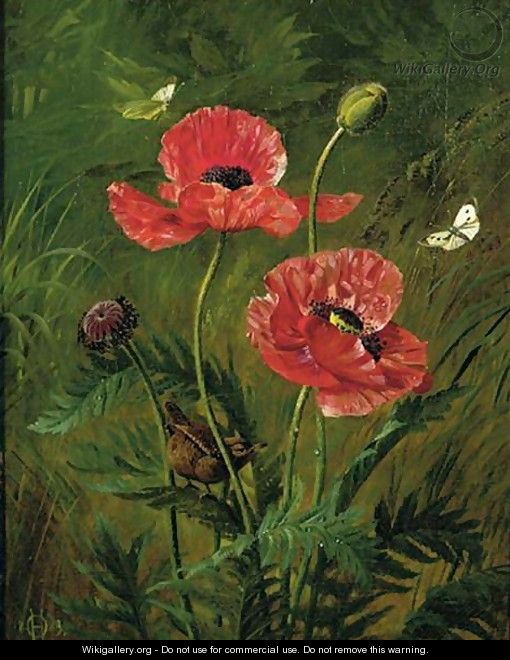 Still Life Of Poppies - Olaf August Hermansen