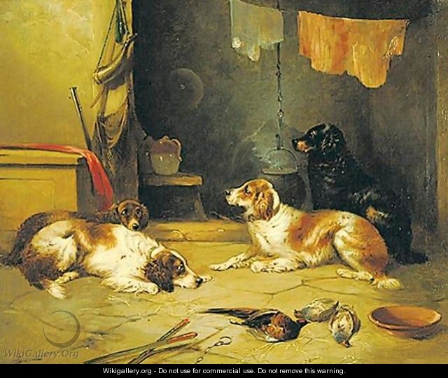 Spaniels And Terriers In Interiors A Pair Of Paintings - English School