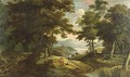 Hunters Resting In A Forest With An Extensive Landscape In A Distance - Italian School