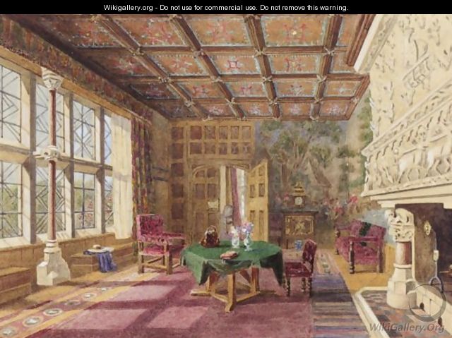 Interior Of A Drawing Room In A Cornish House - English School