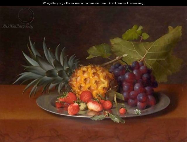 Still Life With Pineapple, Strawberries And Grapes - Otto Didrik Ottesen